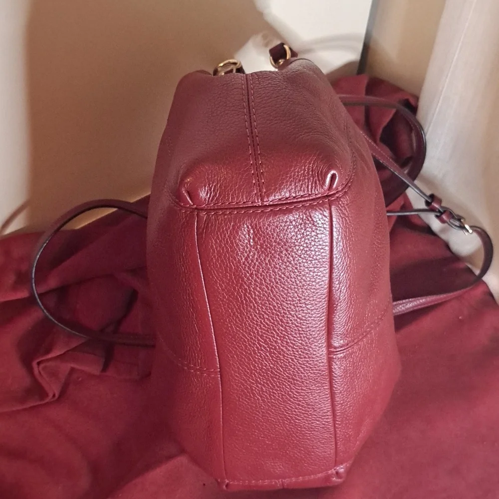 NEW Coach Lexy Pebble Soft Dark Red Leather Satchel Crossbody - Picture 7 of 9